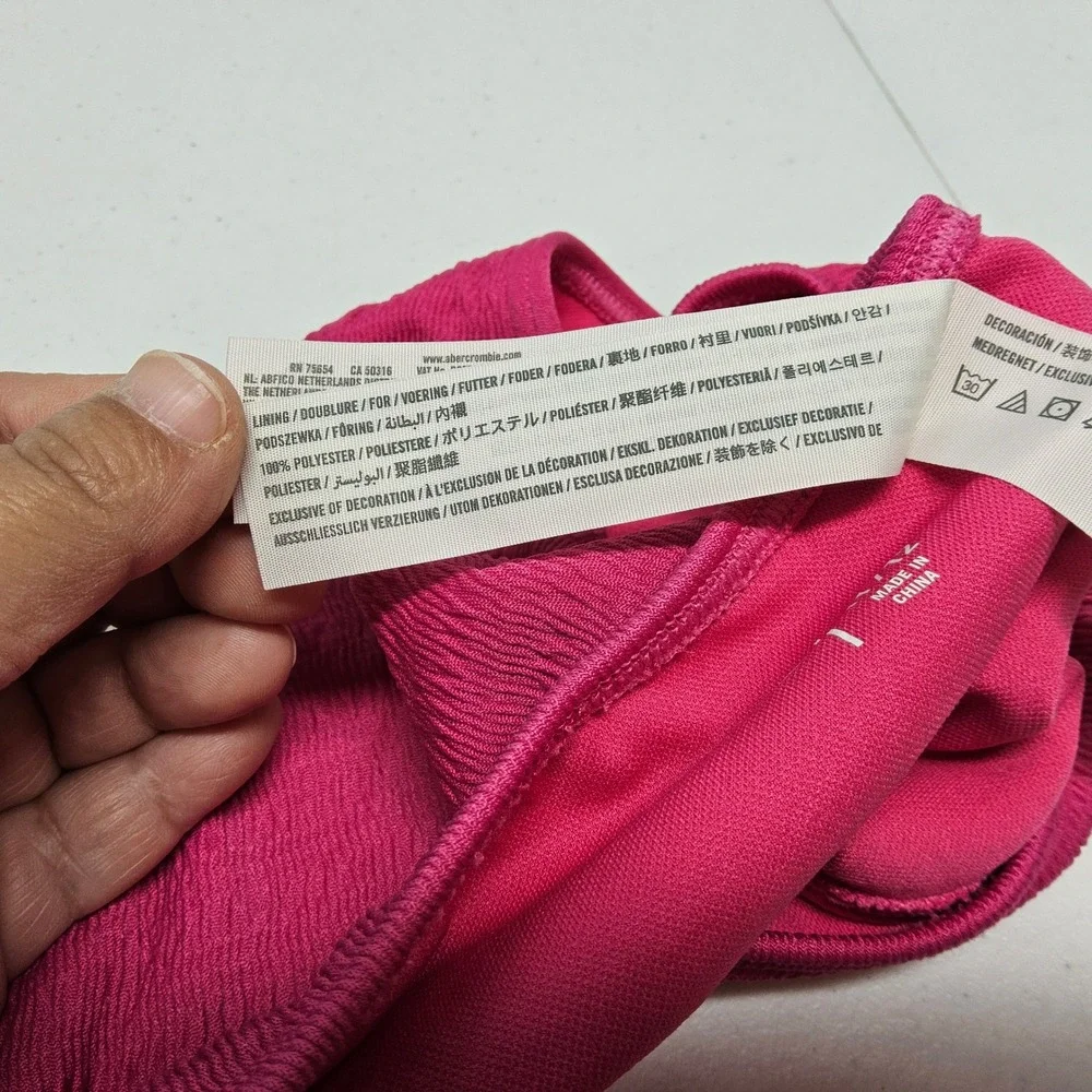 Abercrombie Kids Bikini Swim Bottom Girls‎ 11/12 Pink Ribbed Crinkle Texture